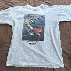 White Graphic T-Shirt with Aviation Print